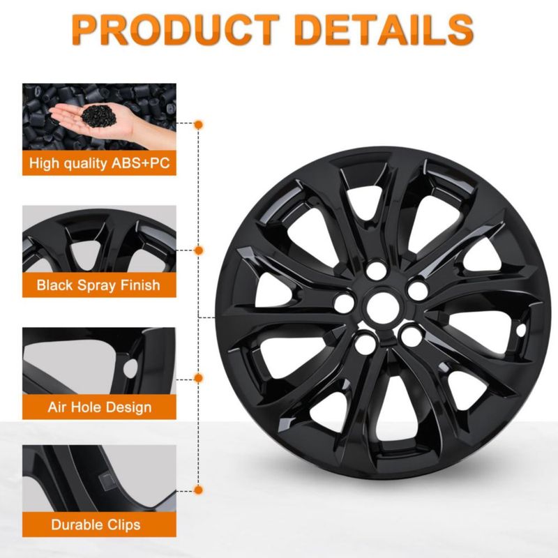 Tapacubos Nilight de 17 pulgadas para Chevrolet Equinox 2018‑2021 paquete de 4 negro