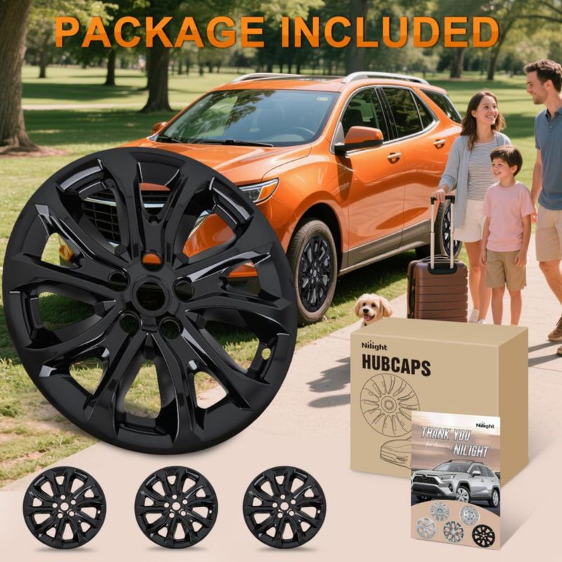 Tapacubos Nilight de 17 pulgadas para Chevrolet Equinox 2018‑2021 paquete de 4 negro