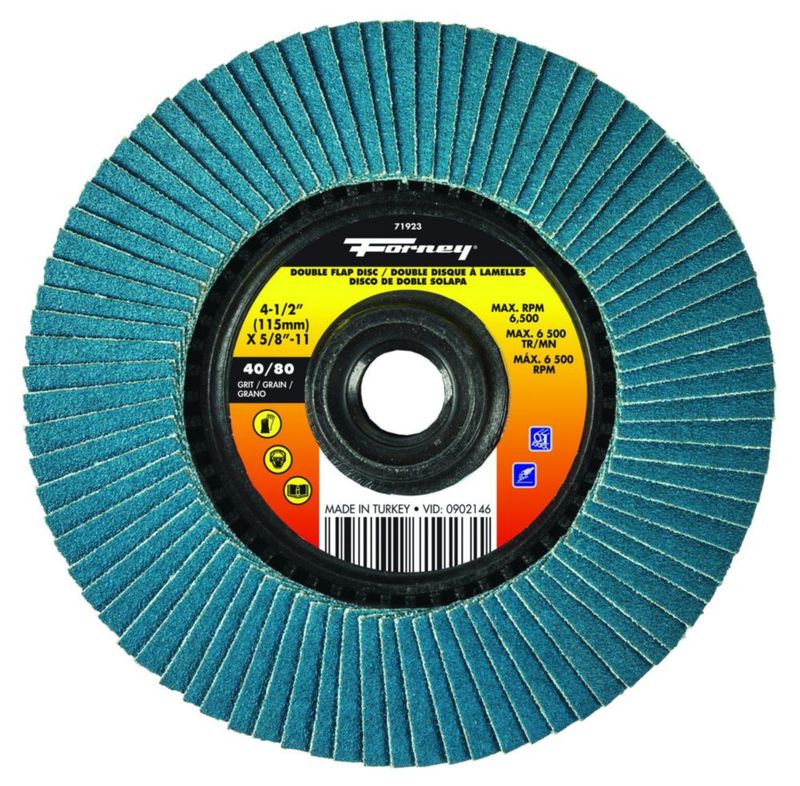 Disco de solapa Forney 71923 doble cara 40/80 granos 4.5 pulgadas