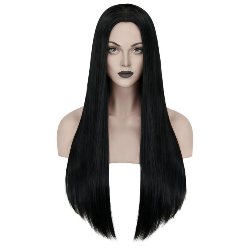 Peluca Mersi Negra 69 cm Liso para Disfraz de Halloween