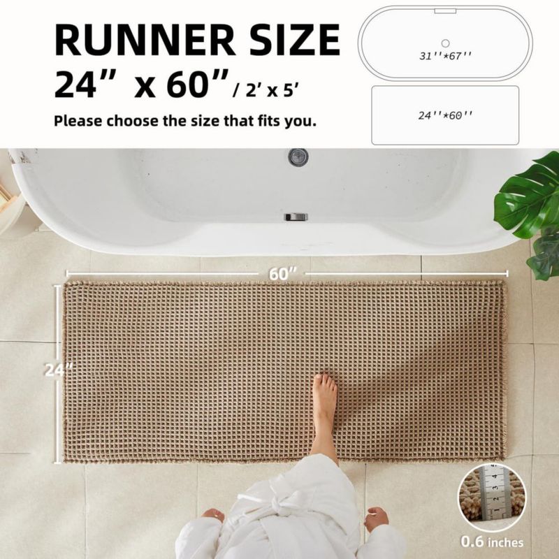 Alfombra TYUU Waffle Runner 152 × 61 cm Beige para baño