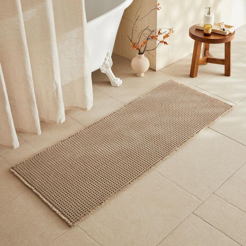 Alfombra TYUU Waffle Runner 152 × 61 cm Beige para baño