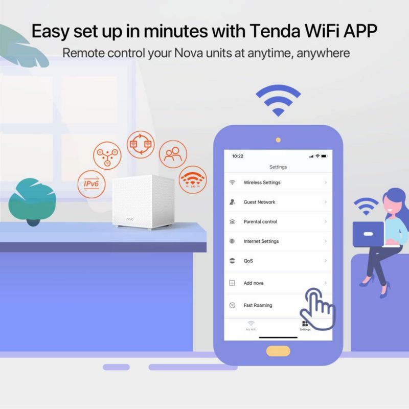 Sistema WiFi Mesh Tenda Nova MW12 AC2100 Tri-Band paquete de 3