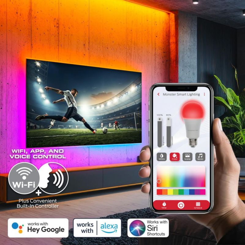 Tira de luces LED Monster Smart RGB+IC con control de sonido de 15 m