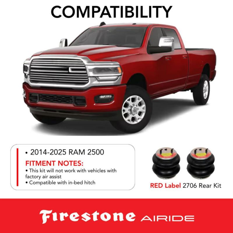 Kit de Resortes Neumáticos Traseros Airide Firestone 2706 Capacidad de Carga 3400 kg