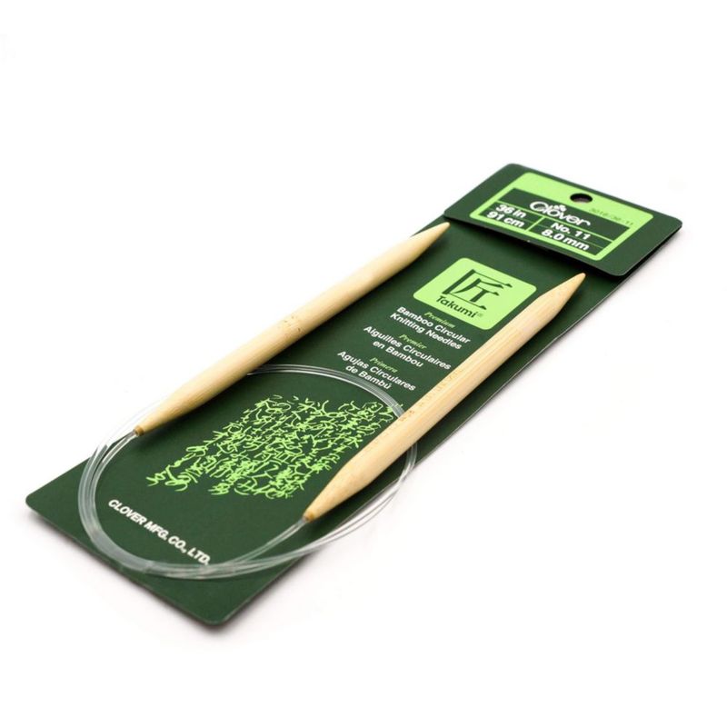 Agujas circulares de bambú Clover 91 cm talla 11