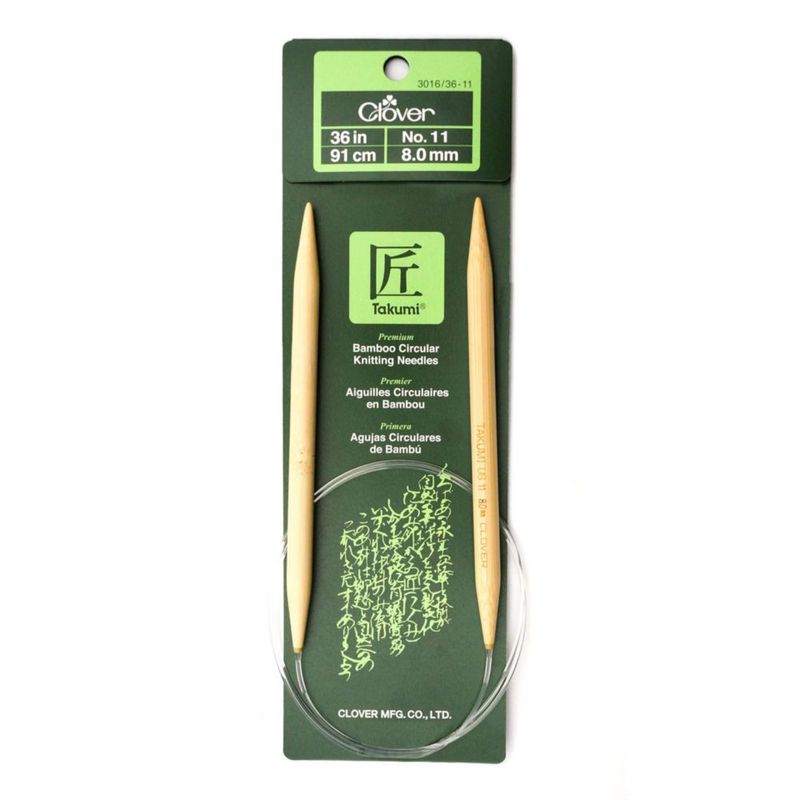 Agujas circulares de bambú Clover 91 cm talla 11