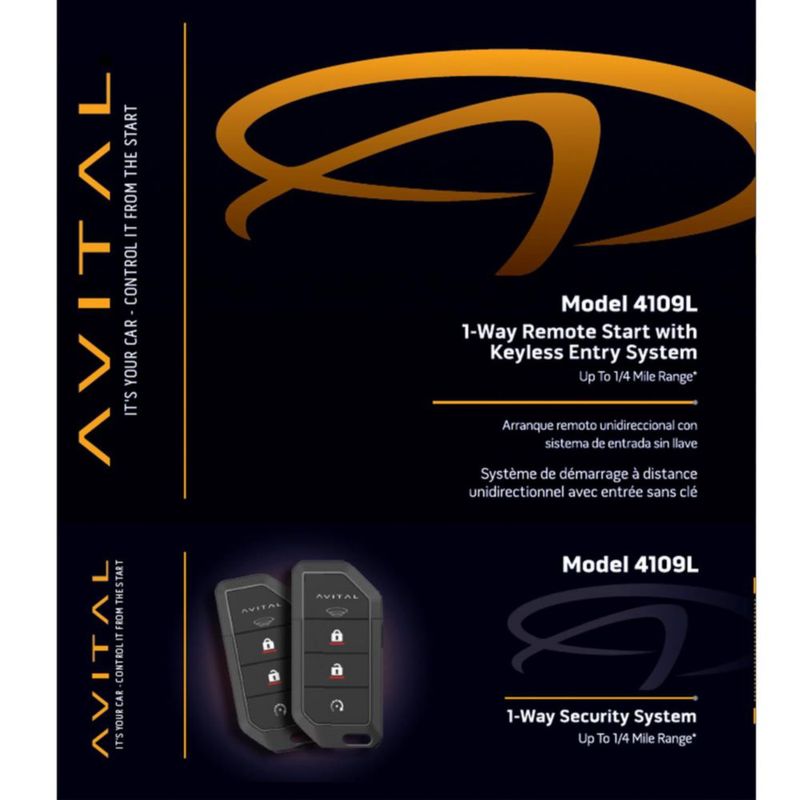 Sistema de arranque remoto Avital 4109L controles remotos unidireccionales de 4 botones