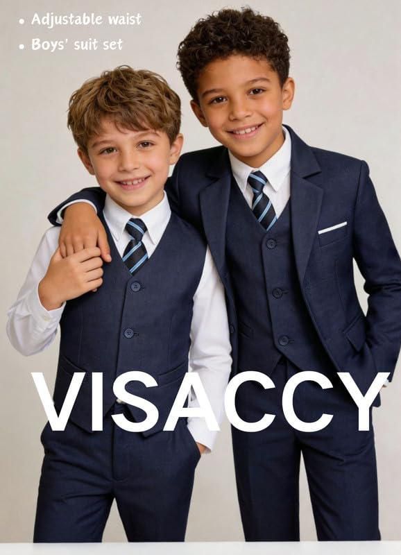 Traje Visaccy de 5 piezas azul marino talla 8 para niño