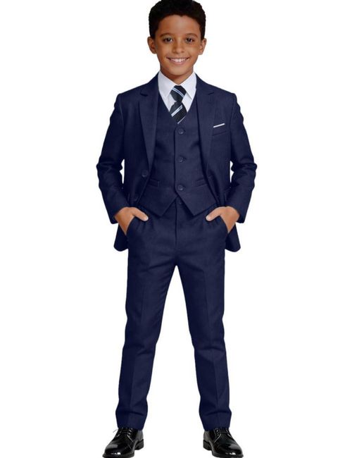 Traje Visaccy de 5 piezas azul marino talla 8 para niño