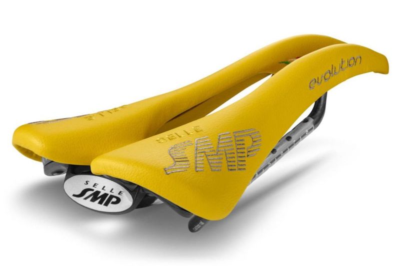 Sillín SMP Evolution con Carriles de Carbono Amarillo