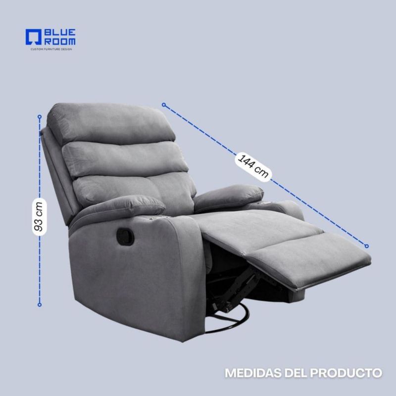 Sillón Reclinable para Adultos Giratorio con Mecedora, Reposet Microfibra, Sistema Manual Color Gris