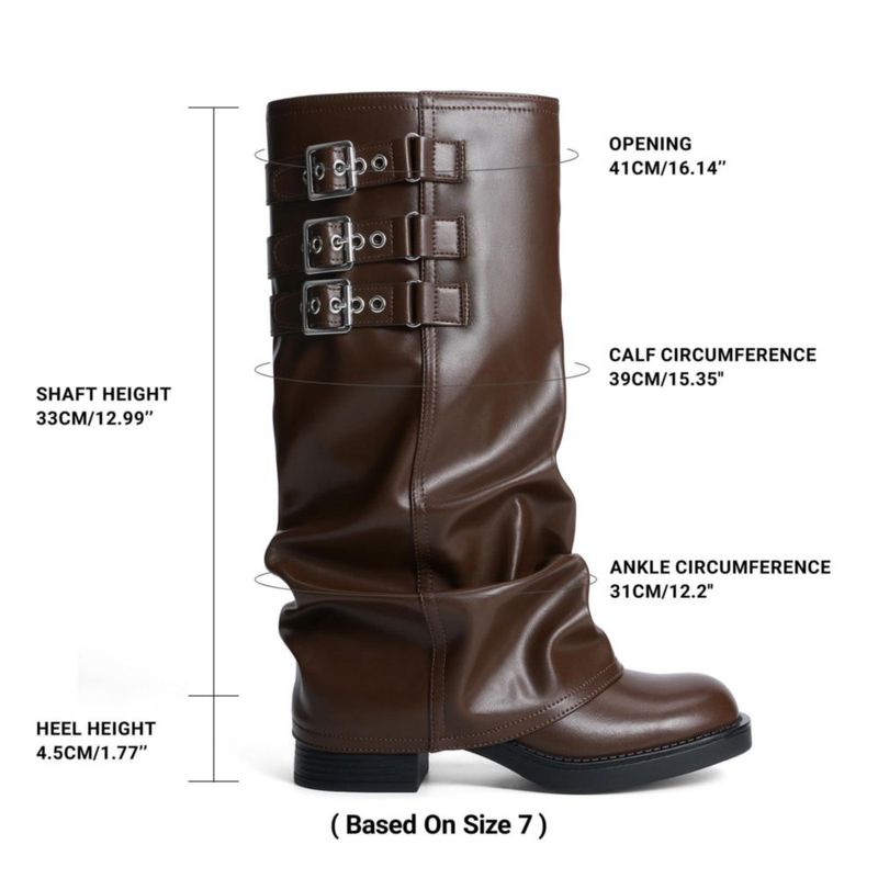 Botas DREAM PAIRS de caña alta plegable color marrón talla 10