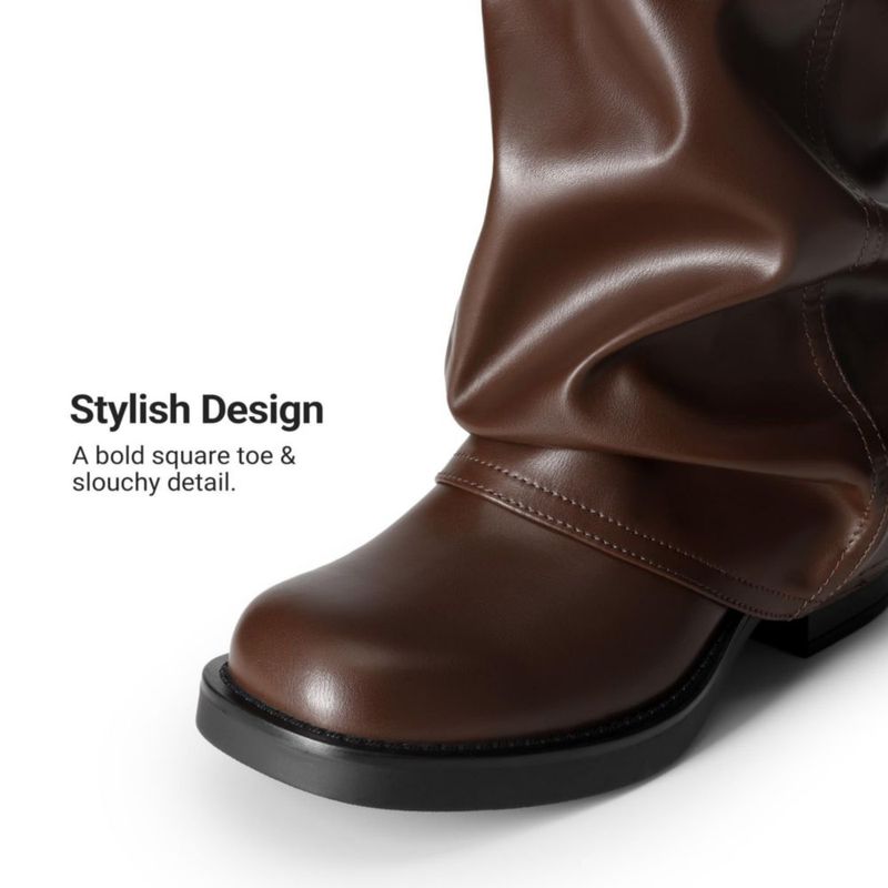 Botas DREAM PAIRS de caña alta plegable color marrón talla 10