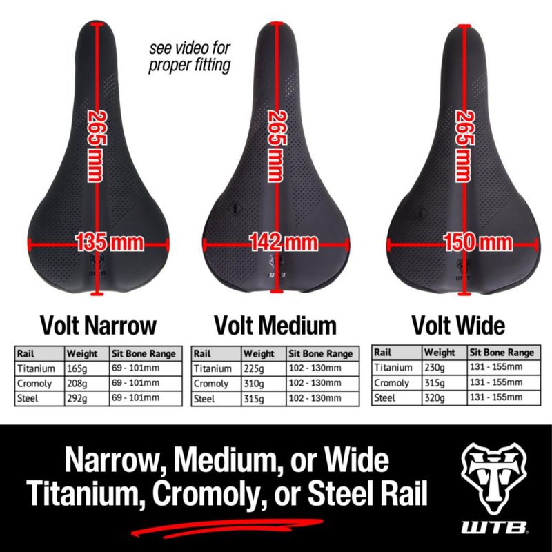 Silla de bicicleta WTB Volt mediana riel de cromoly ancha