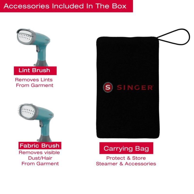Vaporizador de ropa SINGER portátil con tanque de 1500 W y 280 ml con cierre automático