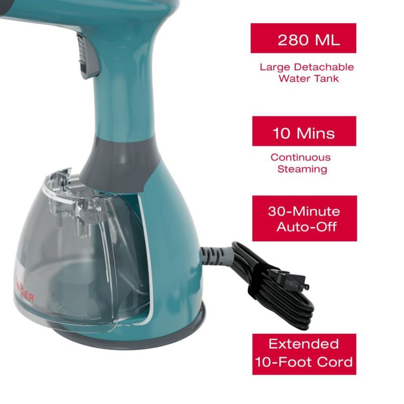 Vaporizador de ropa SINGER portátil con tanque de 1500 W y 280 ml con cierre automático