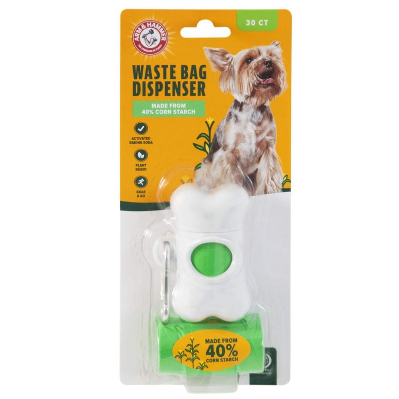 Dispensador de bolsas para excrementos de perro Arm & Hammer con 30 bolsas de origen vegetal