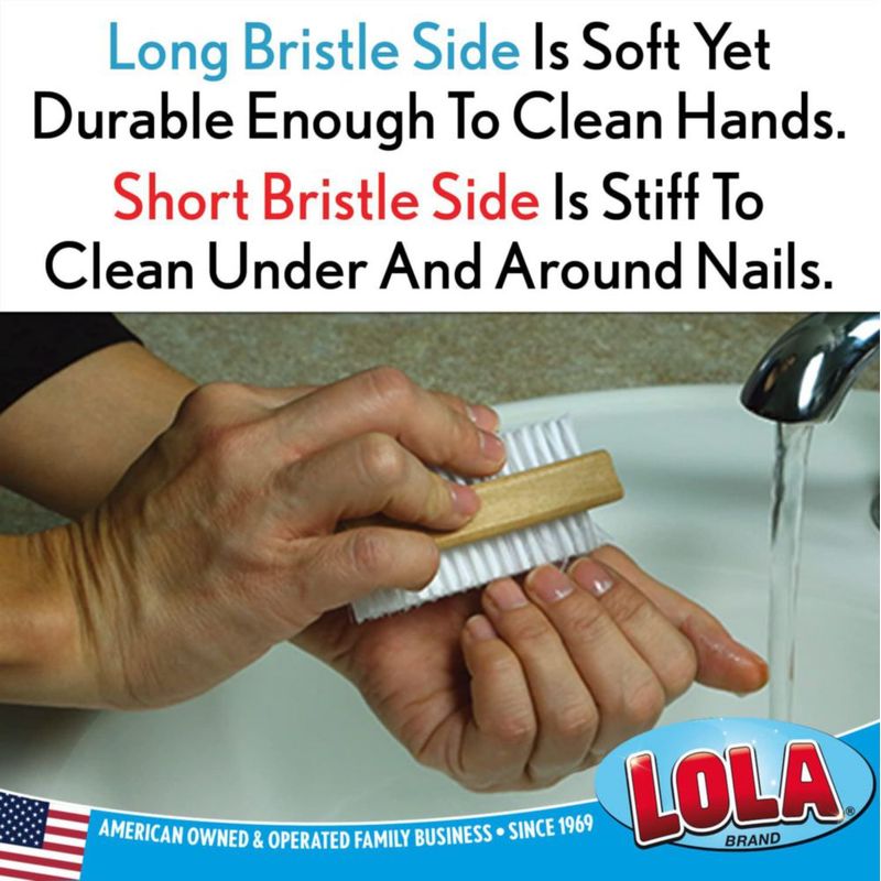 Cepillo de uñas de mano LOLA Classic de madera doble cerdas suaves y rígidas