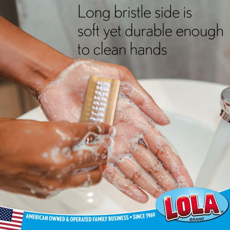 Cepillo de uñas de mano LOLA Classic de madera doble cerdas suaves y rígidas