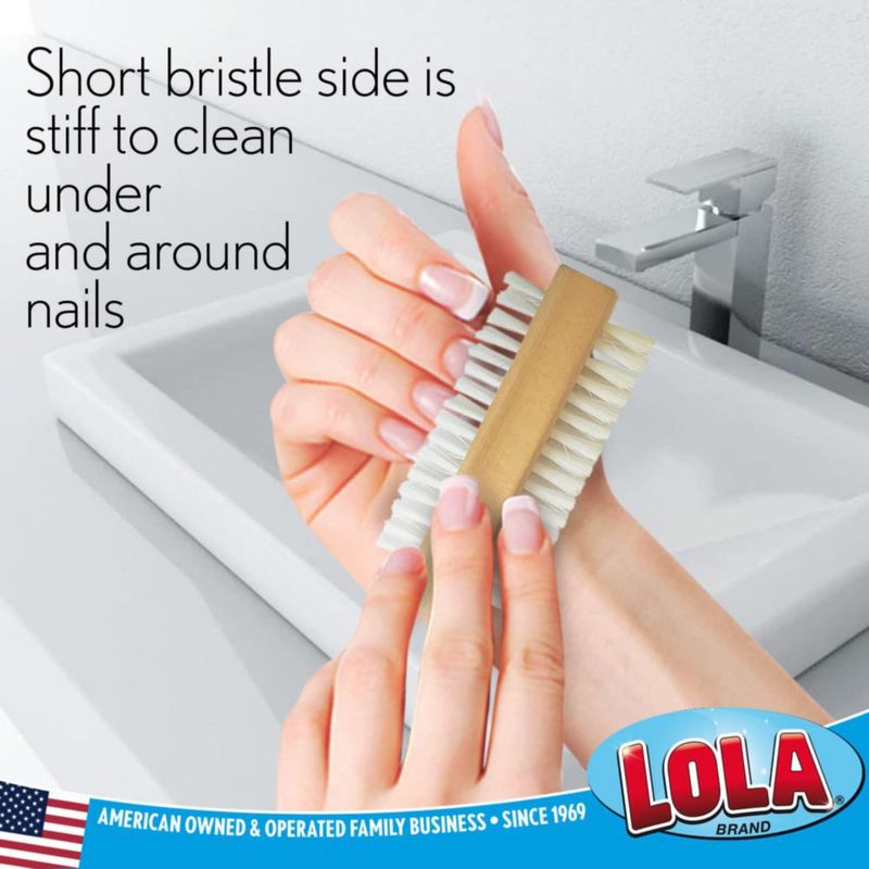 Cepillo de uñas de mano LOLA Classic de madera doble cerdas suaves y rígidas