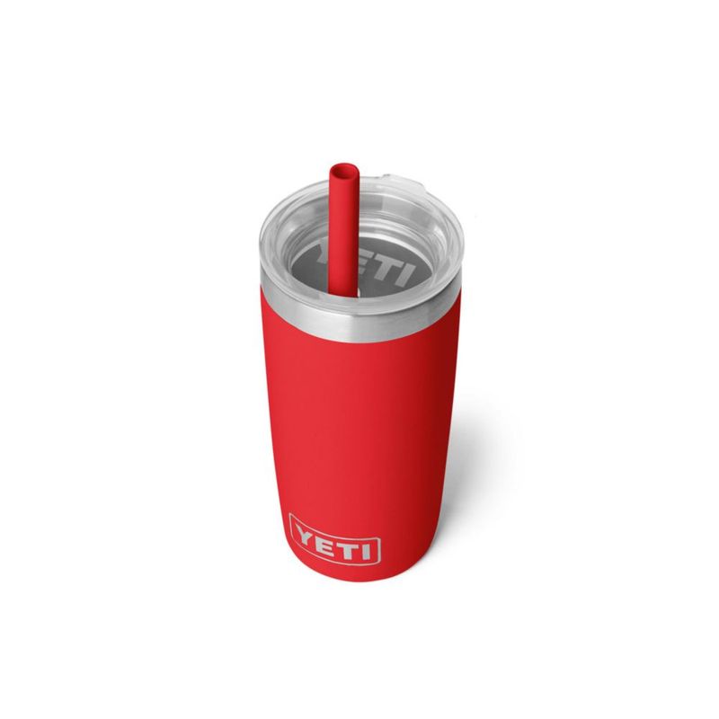 Vaso térmico YETI Rambler Jr. de 10 oz con tapa de silicona y pajilla rojo