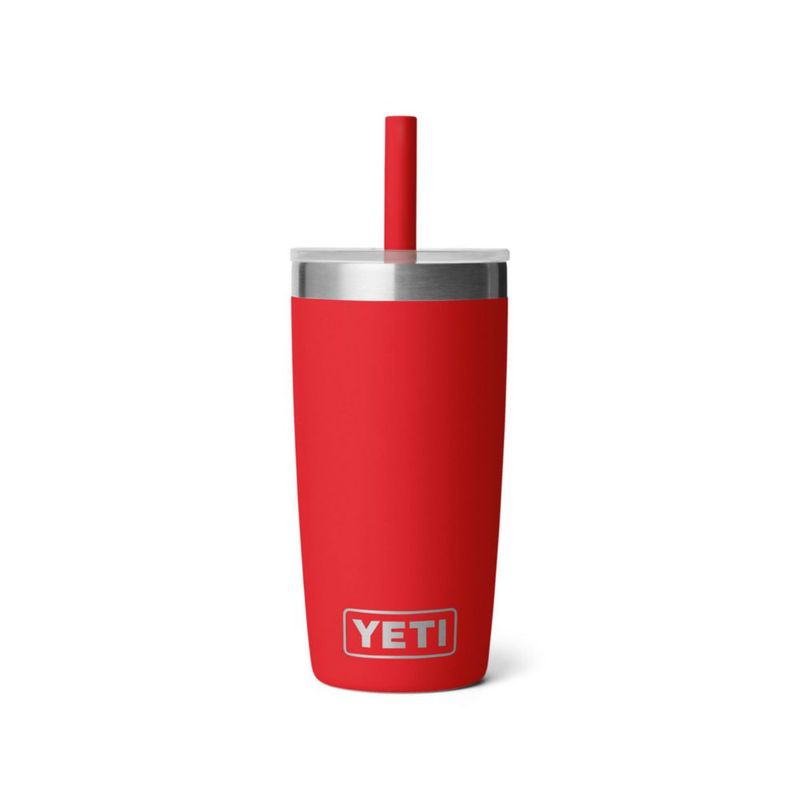 Vaso térmico YETI Rambler Jr. de 10 oz con tapa de silicona y pajilla rojo