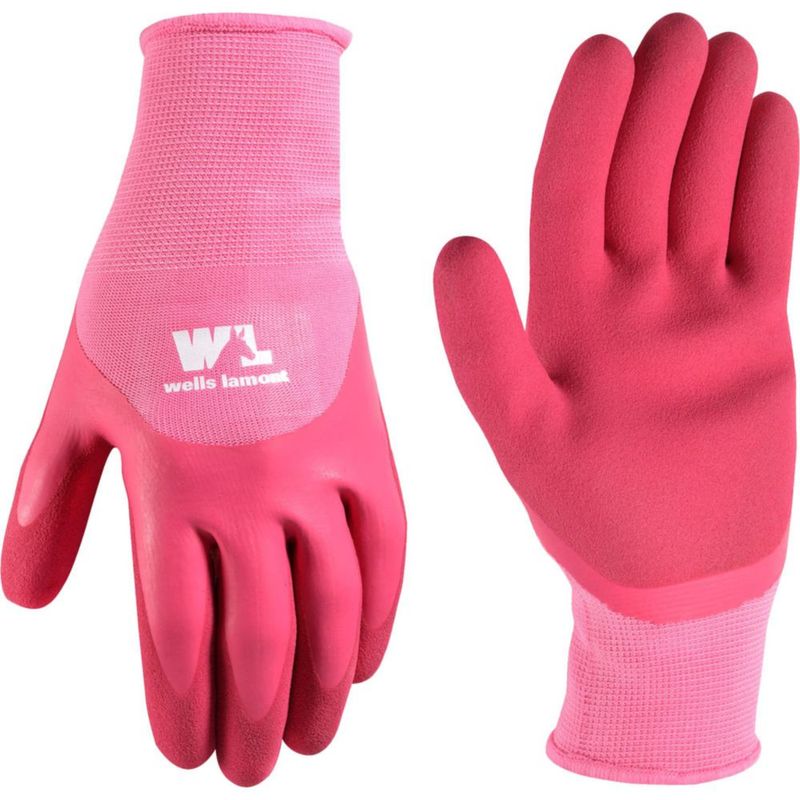 Guantes de jardinería para mujer Wells Lamont pequeños de látex color rosa