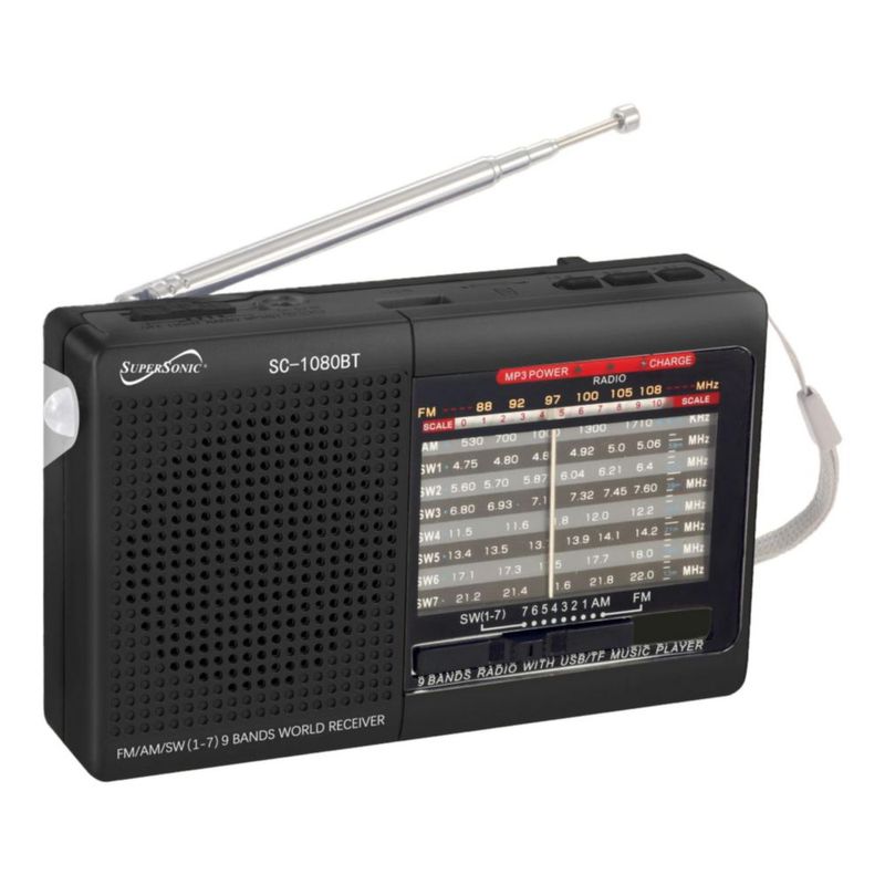 Radio Supersonic SC-1080BT de 9 bandas con Bluetooth y linterna