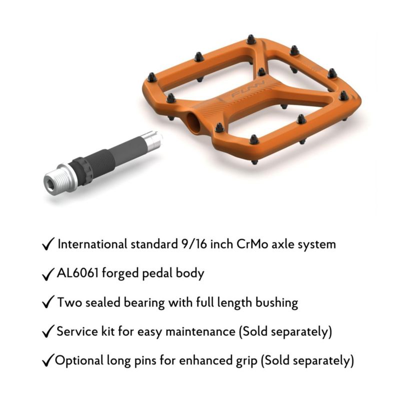 Pedal de bicicleta Funn Python 9/16" eje CrMo naranja