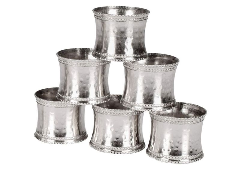 Juego de 12 anillos para servilletas CLEENTABLE de metal plateado