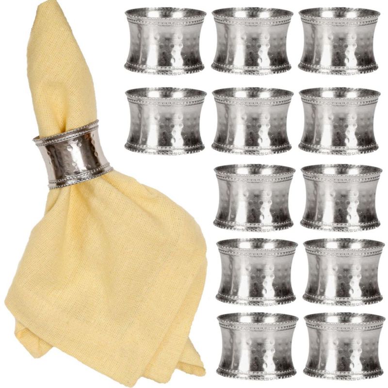 Juego de 12 anillos para servilletas CLEENTABLE de metal plateado