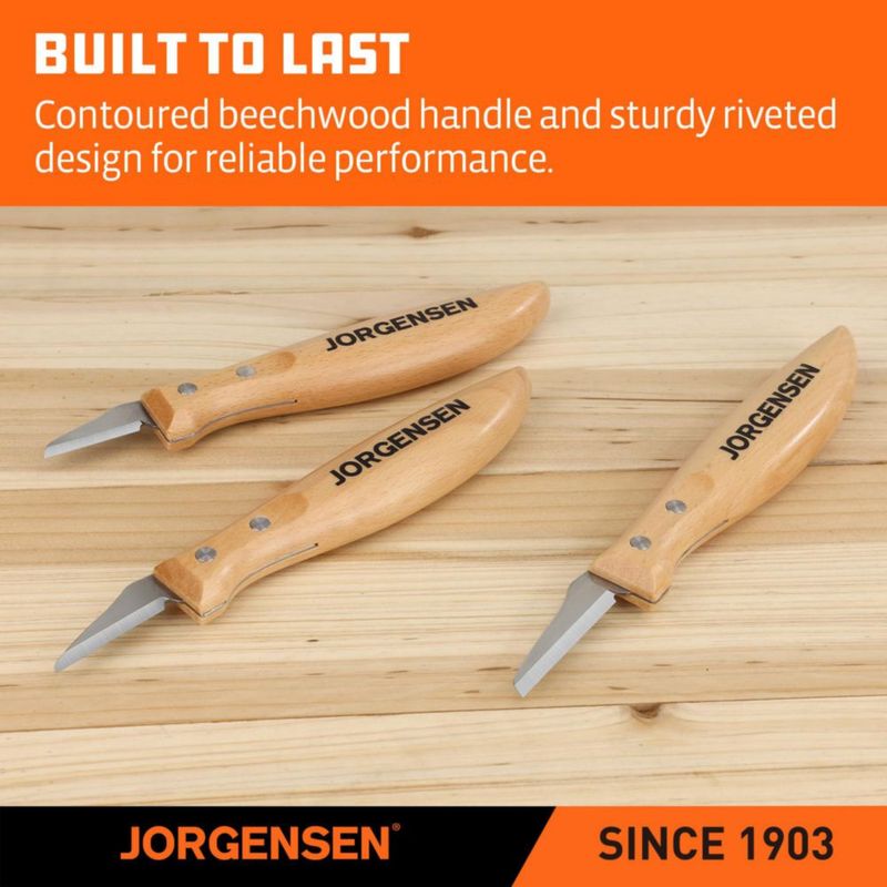 Juego de 3 cuchillos para talla de madera Jorgensen de acero inoxidable