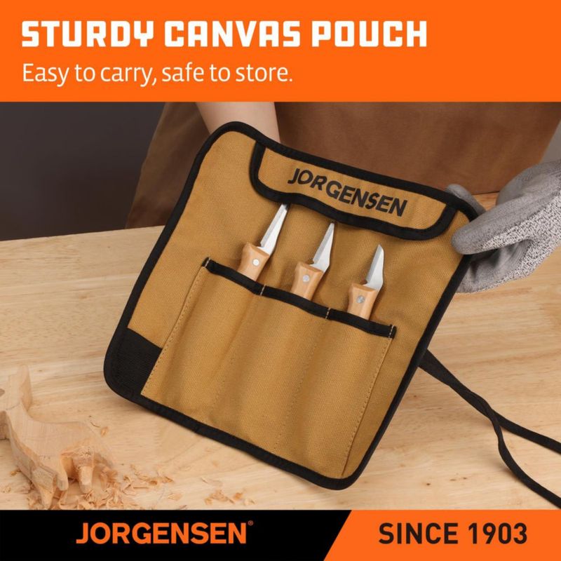 Juego de 3 cuchillos para talla de madera Jorgensen de acero inoxidable