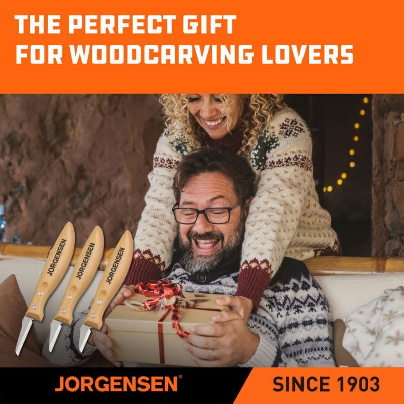 Juego de 3 cuchillos para talla de madera Jorgensen de acero inoxidable