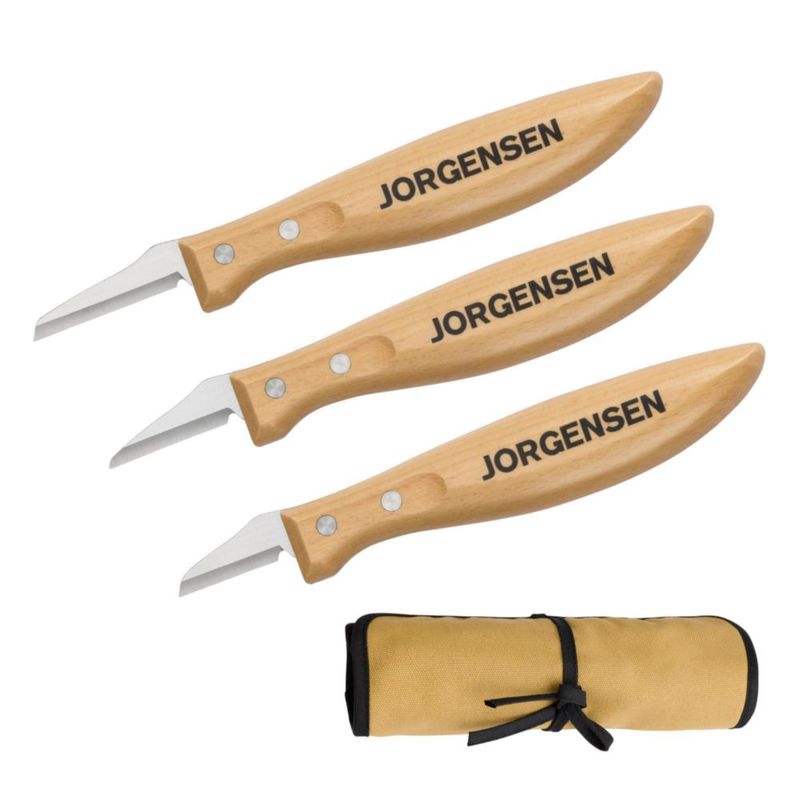 Juego de 3 cuchillos para talla de madera Jorgensen de acero inoxidable