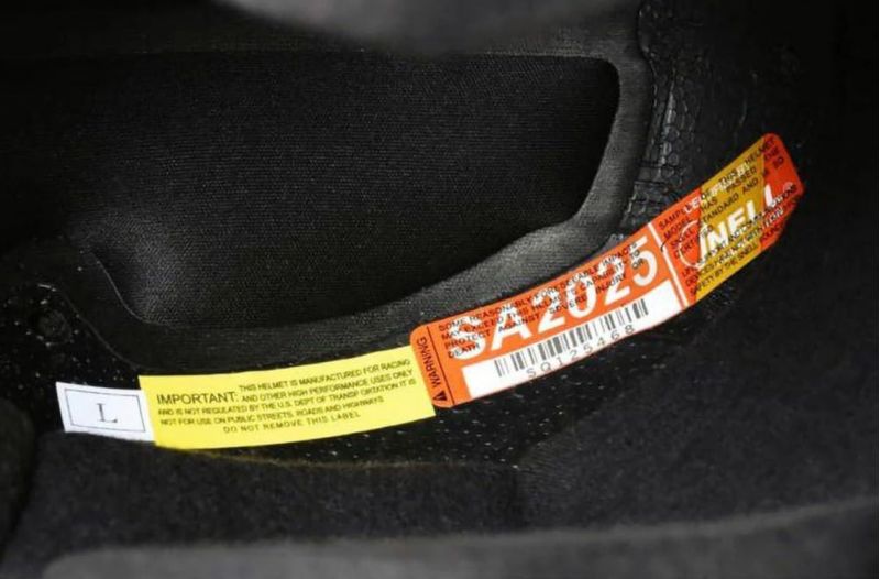 Casco de Automóvil Conquer Snell SA2025 Negro/Blanco/Plateado