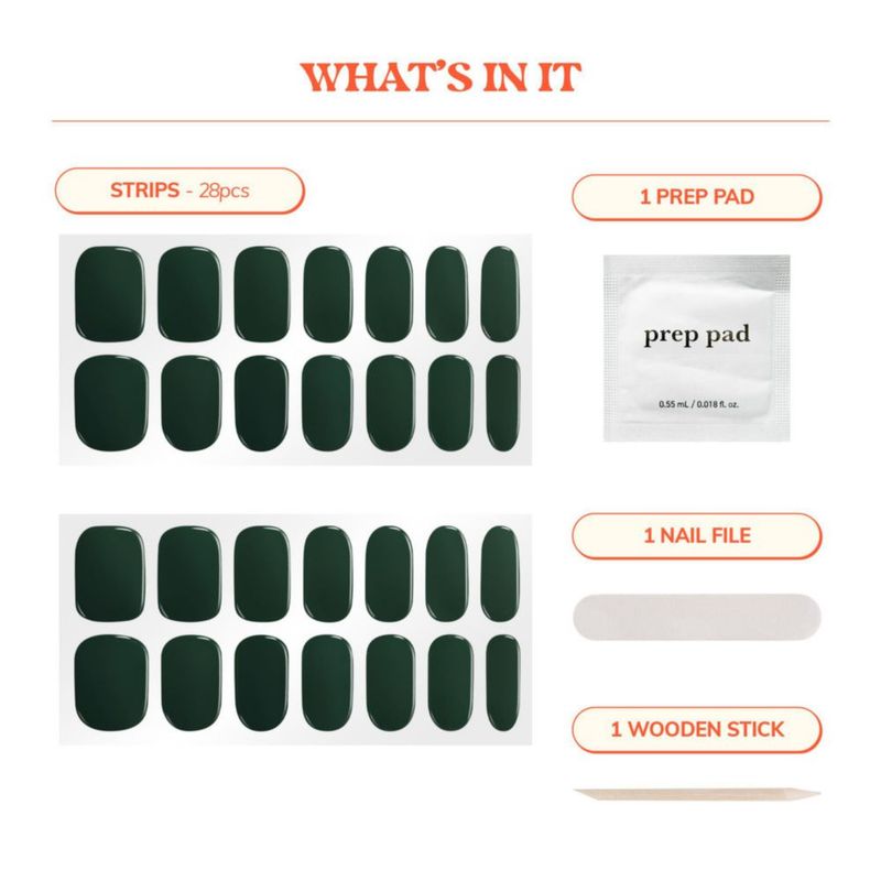 Tiras de Gel para Uñas heyhae Evergreen Babe (Pack de 28)