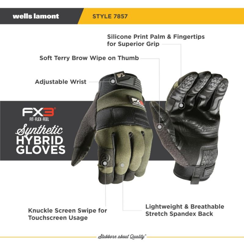 Guantes de Trabajo Wells Lamont FX3 con Extra Agarre y Pantalla Táctil Talla Mediana