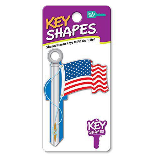 Llave en blanco con forma de llave de Lucky Line HOME House KW1/11 con forma de bandera estadounidense