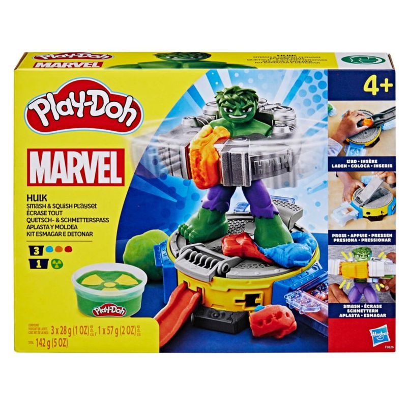 Playset Play-Doh Marvel Hulk Smash & Squish con figura doblada