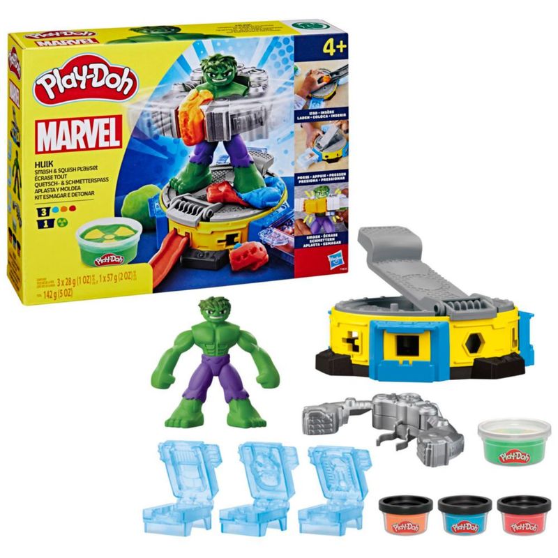 Playset Play-Doh Marvel Hulk Smash & Squish con figura doblada