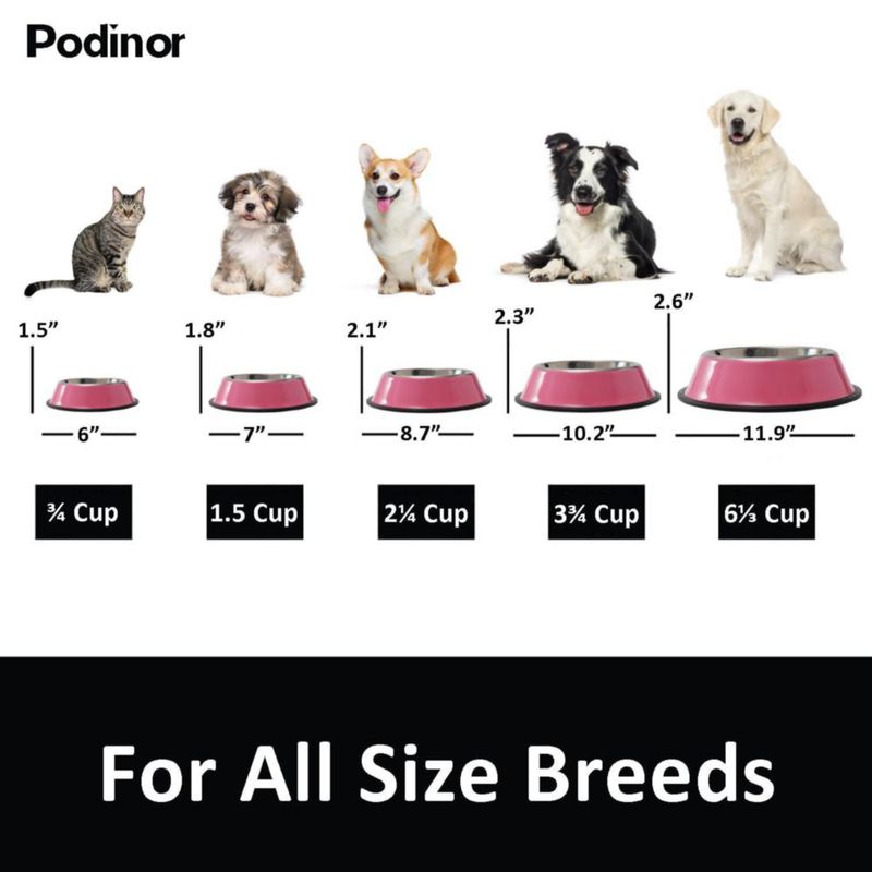 Tazones para perro Podinor paquete de 2 acero inoxidable antideslizante