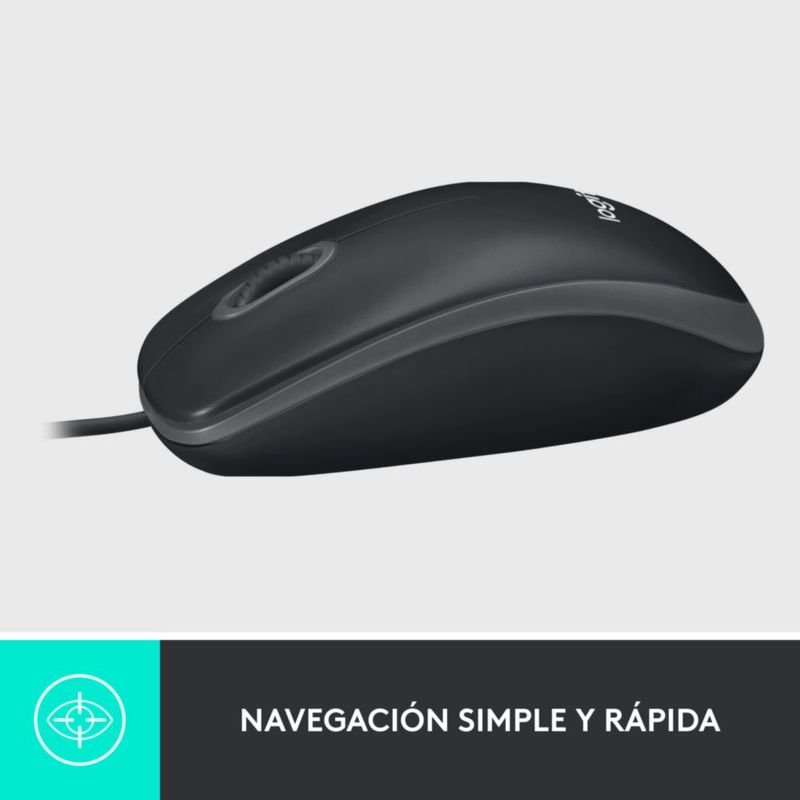 Mouse Logitech M100 con cable USB ambidiestro negro