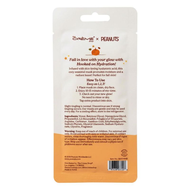 Mascarilla de hoja The Crème Shop Peanuts hidratante 20 ml