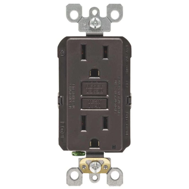 Enchufe eléctrico Leviton 15A Brown Soft GFCI Safety