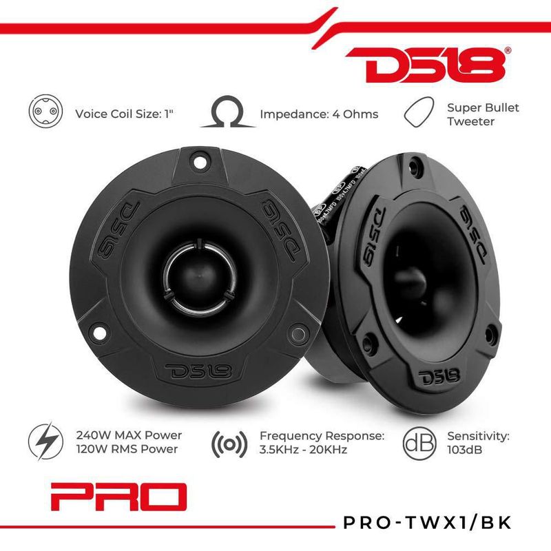 Tweeter Super Bullet DS18 PRO-TWX1/BK 3.8 de aluminio 240 W