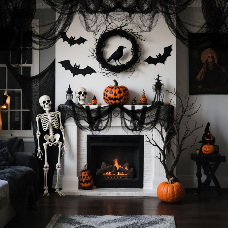 Paquete de 6 piezas de tela de gasa negra OKBA 30x72 in (76 cm x 183 cm) para decoración de Halloween