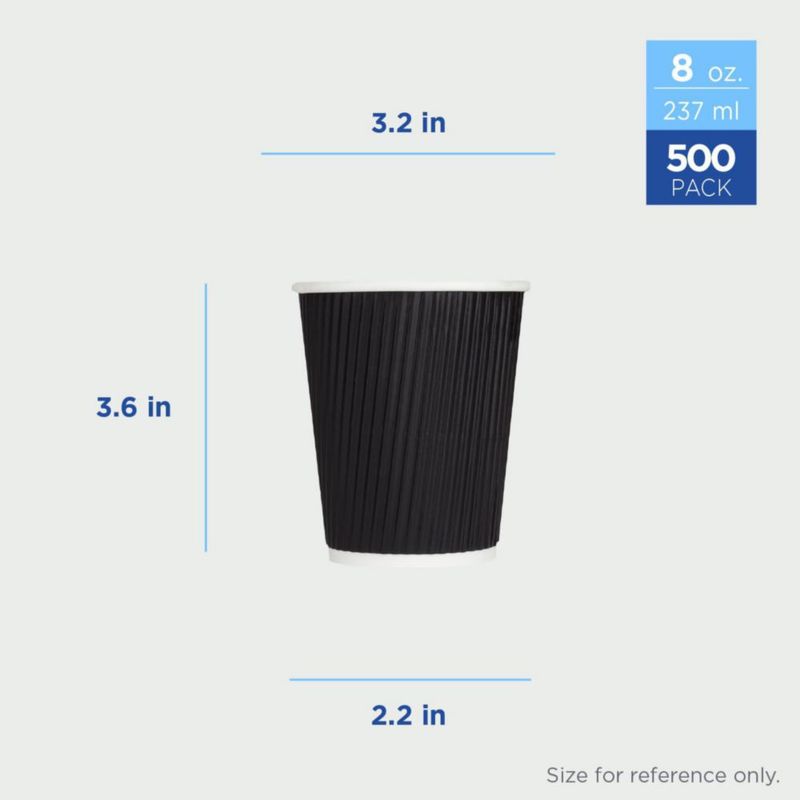 Vaso de Café Karat 237 ml Negro 500 Unidades con Diseño Ondulado
