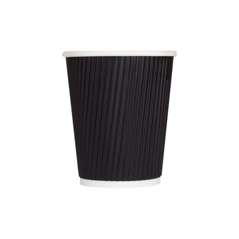 Vaso de Café Karat 237 ml Negro 500 Unidades con Diseño Ondulado